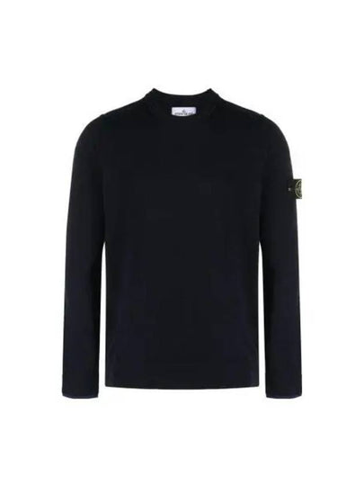 Logo Patch Crew Neck Knit Top Navy - STONE ISLAND - BALAAN 2