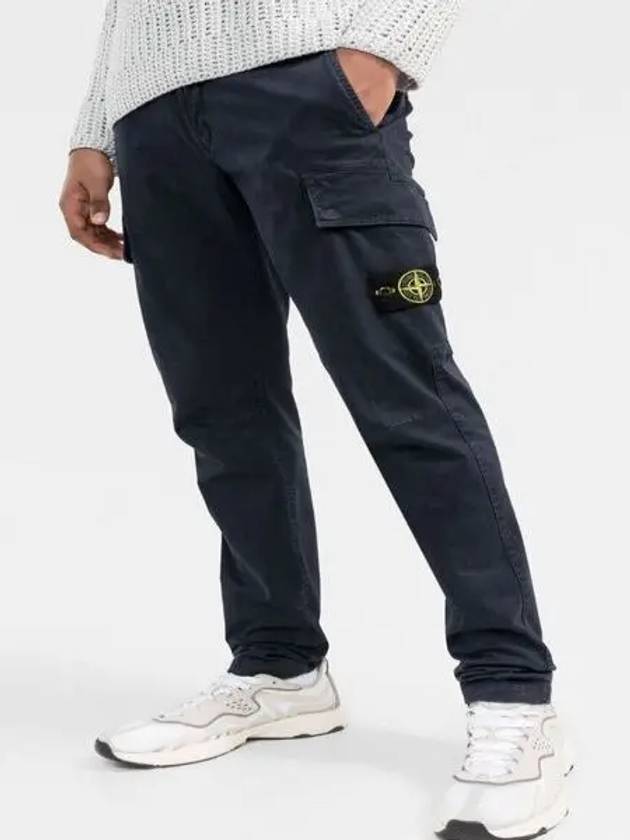 Stretch Broken Twill Garment Dyed Old Effect Cargo Pants Navy - STONE ISLAND - BALAAN 4