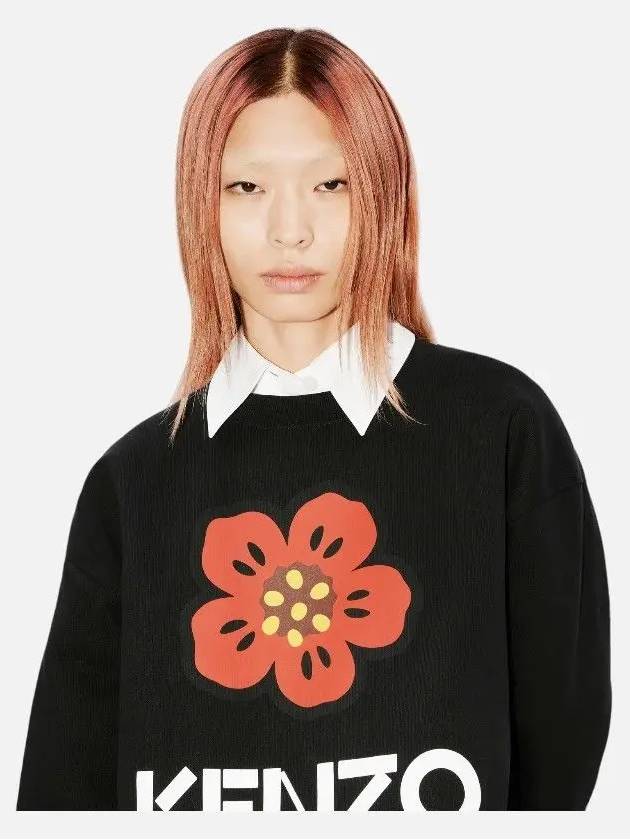 Boke Flower Logo Cotton Sweatshirt Black - KENZO - BALAAN 2