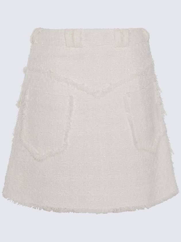 Balmain White Cotton Blend Skirt - BALMAIN - BALAAN 2