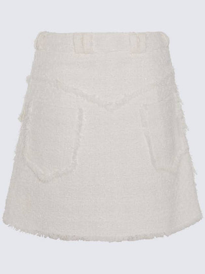 Balmain White Cotton Blend Skirt - BALMAIN - BALAAN 2