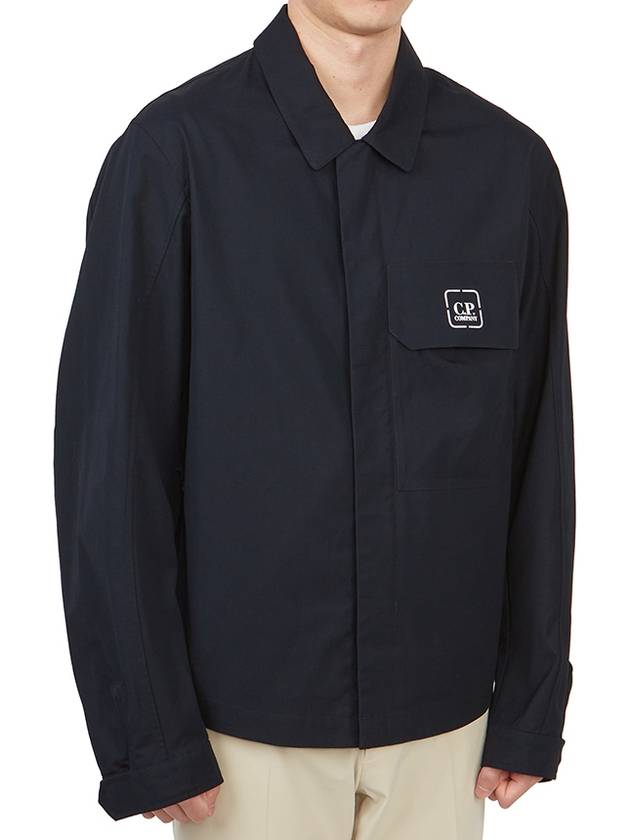 Metropolis Logo Patch Shirt Zip Up Jacket Navy - CP COMPANY - BALAAN 5