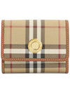 Women's Checked Leather Small Half Wallet Archive Beige - BURBERRY - BALAAN 2