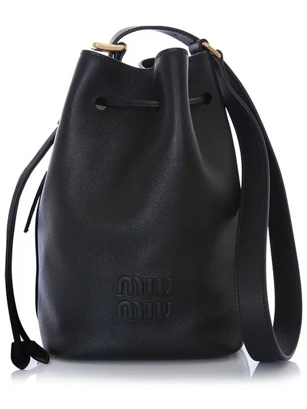 Logo Leather Bucket Bag Black - MIU MIU - BALAAN 2