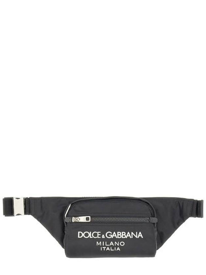 Logo Rubberized Nylon Small Belt Bag Black - DOLCE&GABBANA - BALAAN 2