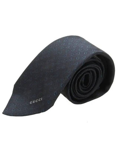 Horsebit Silk Jacquard Tie Navy - GUCCI - BALAAN 2