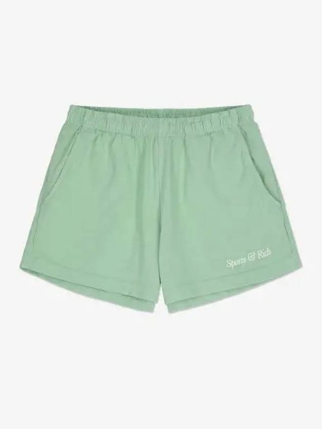 Embroidered Logo Cotton Shorts Mint - SPORTY & RICH - BALAAN 2