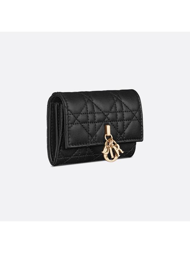 XS Lady Cannage Lambskin Half Wallet Black - DIOR - BALAAN 3