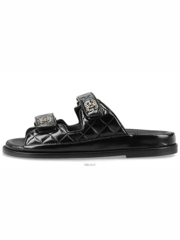 CC Logo Velcro Sandals Black - CHANEL - BALAAN 9