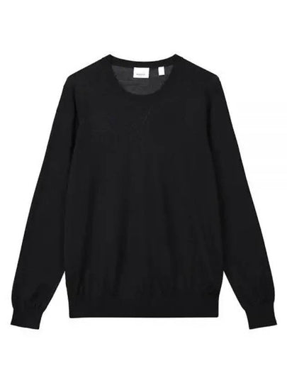 Check Patch Merino Wool Knit Top Black - BURBERRY - BALAAN 2