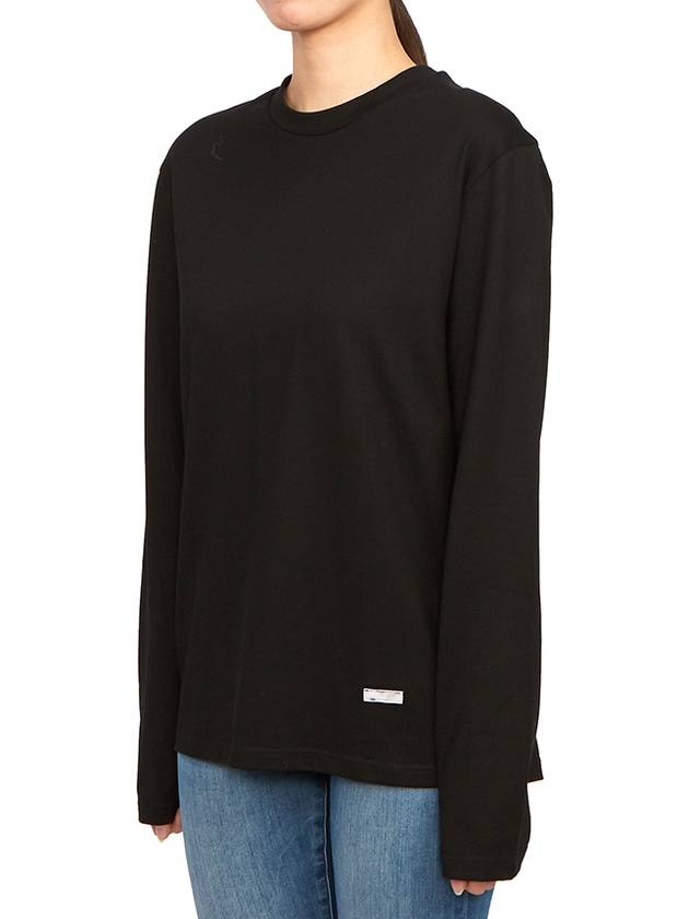 Logo Plaque Cotton Long Sleeve T-shirt Black - JIL SANDER - BALAAN 3