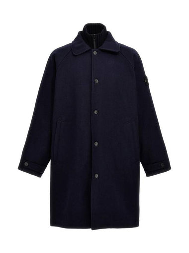 Wappen Patch Wool Single Coat Navy - STONE ISLAND - BALAAN 1