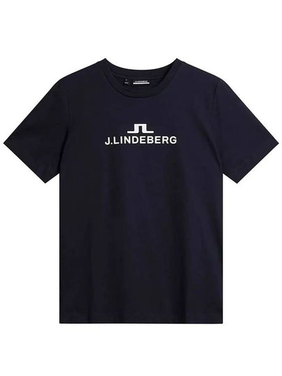 Alpha Logo Print Short Sleeve T-Shirt Navy - J.LINDEBERG - BALAAN 2