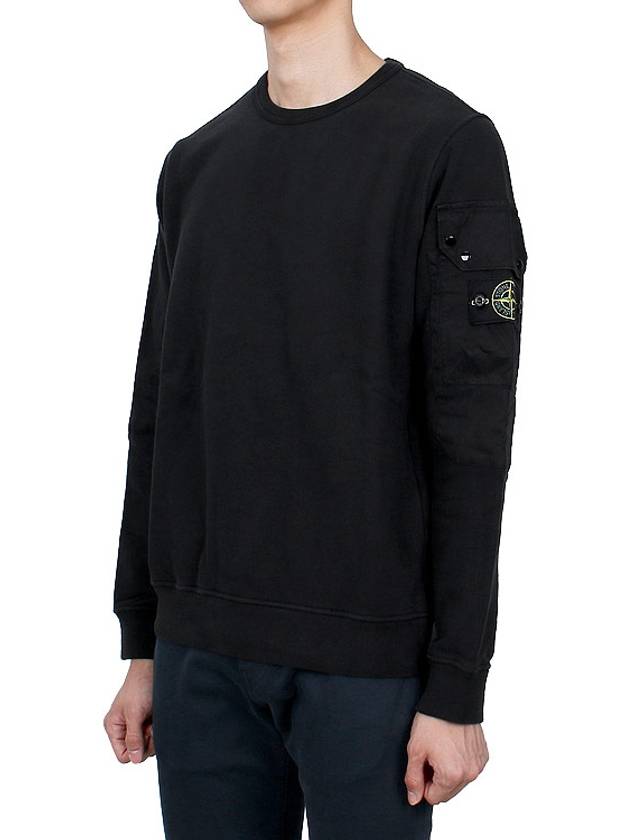 Brushed Organic Cotton Fleece Sweatshirt Black - STONE ISLAND - BALAAN 4