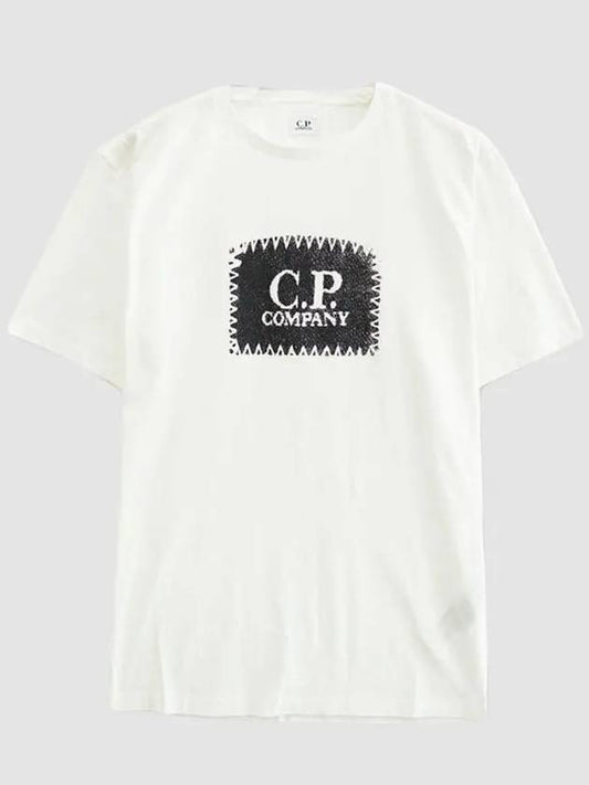 Stitch Logo Cotton Short Sleeve T-Shirt White - CP COMPANY - BALAAN.