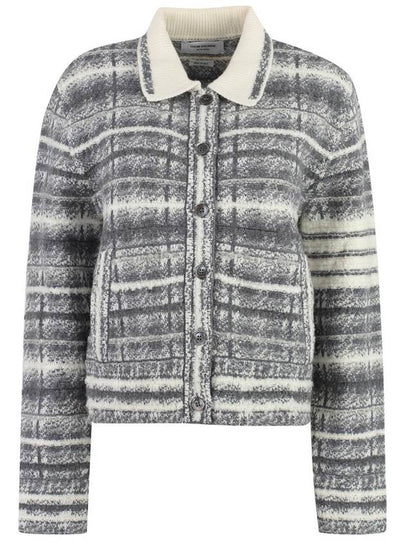 Tartan Check 4 Bar Cardigan Grey - THOM BROWNE - BALAAN 2