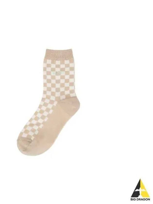 Blossom Checkerboard Socks 7013 Beige - KANGOL - BALAAN 1