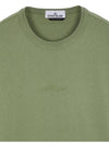 Micro Embroidered Logo Cotton Jersey Short Sleeve T-Shirt Sage Green - STONE ISLAND - BALAAN 3