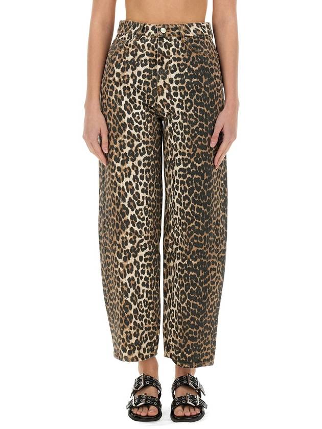 LEOPARD PRINT DENIM "STARY" JEANS - GANNI - BALAAN 1