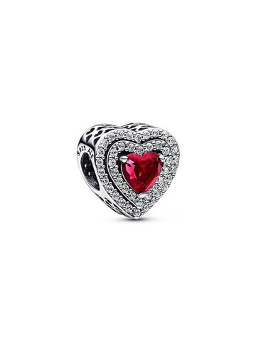 Sparkling Levelled Heart Bracelet Charm Silver Red - PANDORA - BALAAN 1