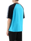 FF Raglan Short Sleeve T-Shirt Blue - FENDI - BALAAN 4