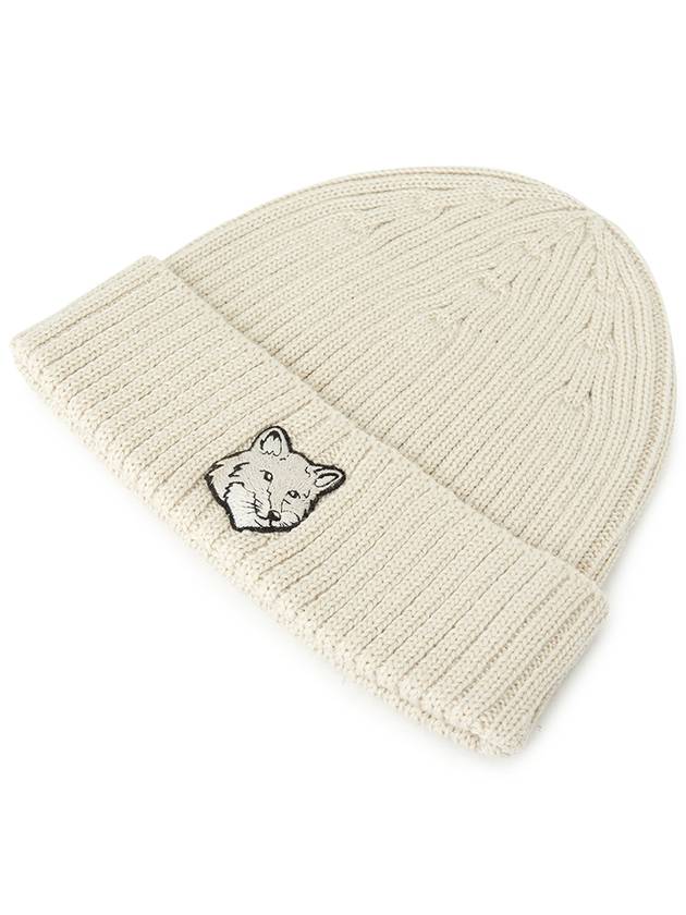 Wool Fox Head Beanie Light Beige - MAISON KITSUNE - BALAAN 4