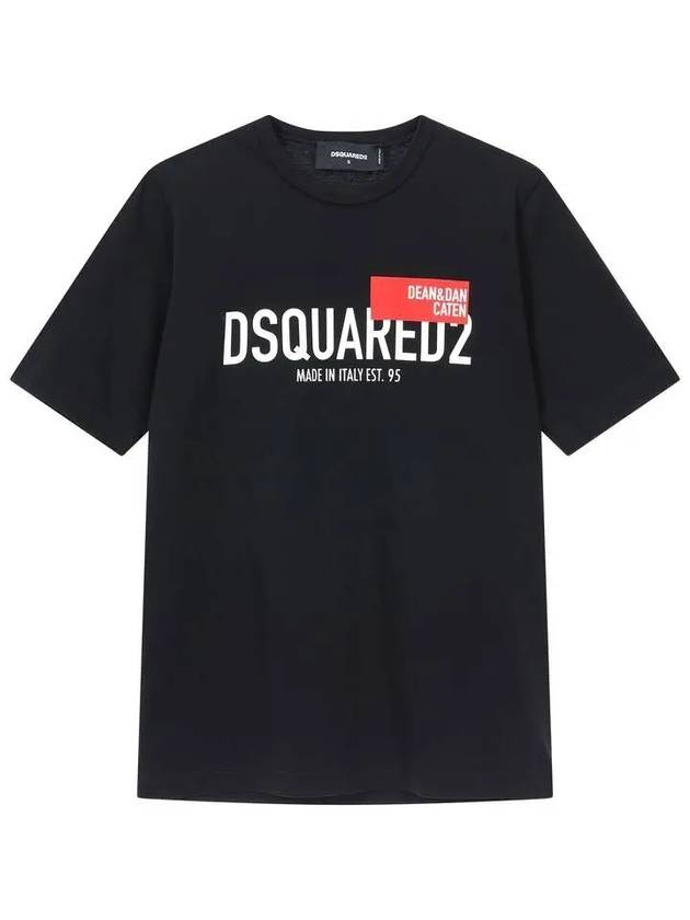 Logo print crew neck t shirt black - DSQUARED2 - BALAAN 1