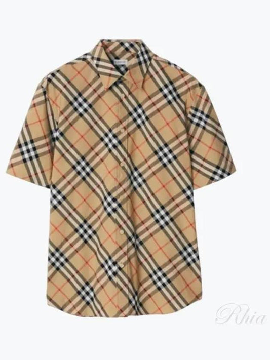 Check Cotton Long Sleeve Shirt Sand - BURBERRY - BALAAN 2