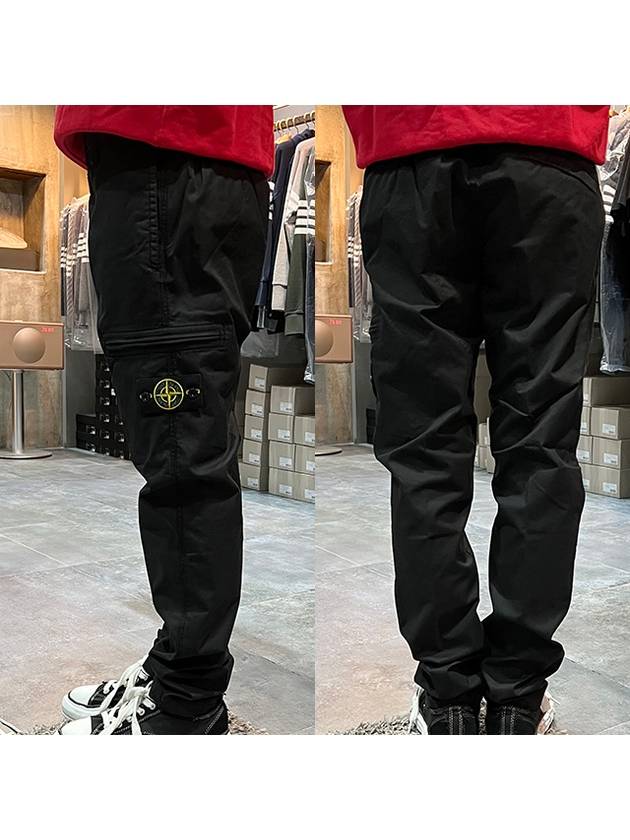 Cotton Canvas Straight Pants Black - STONE ISLAND - BALAAN 4