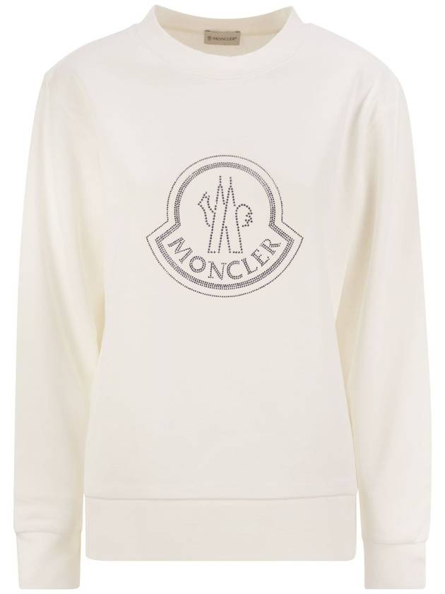 Crystal Logo Sweatshirt Off White - MONCLER - BALAAN 2