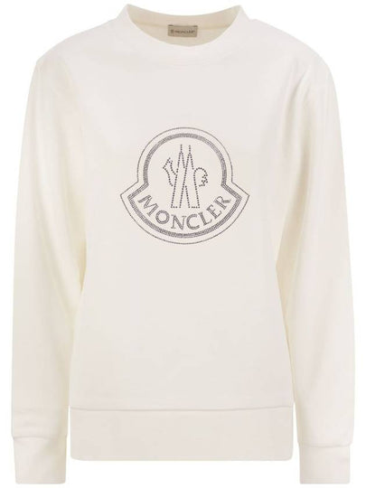 Crystal Logo Sweatshirt Off White - MONCLER - BALAAN 2