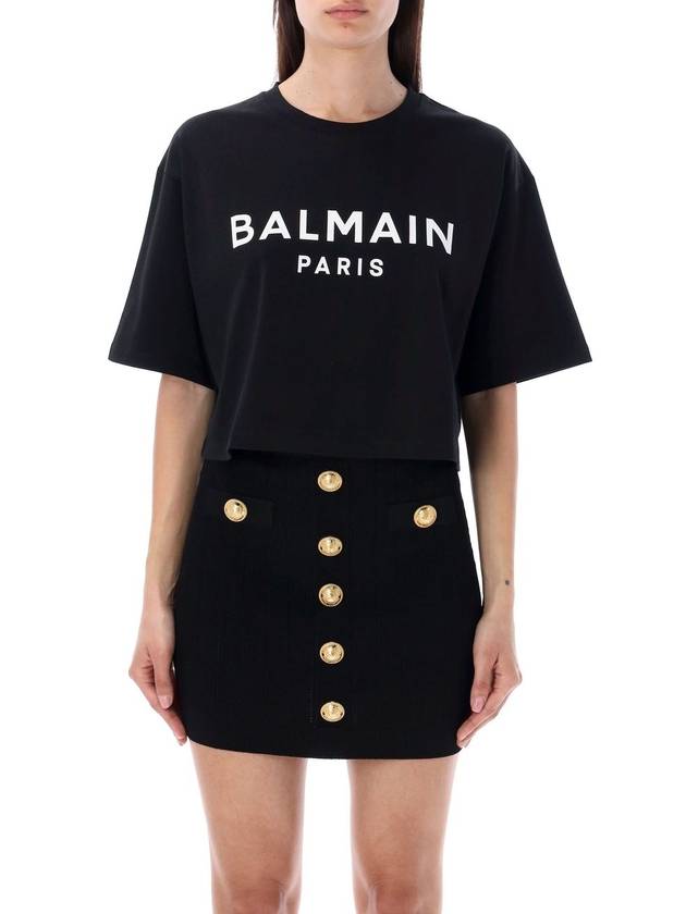 Cropped logo t-shirt - BALMAIN - BALAAN 1