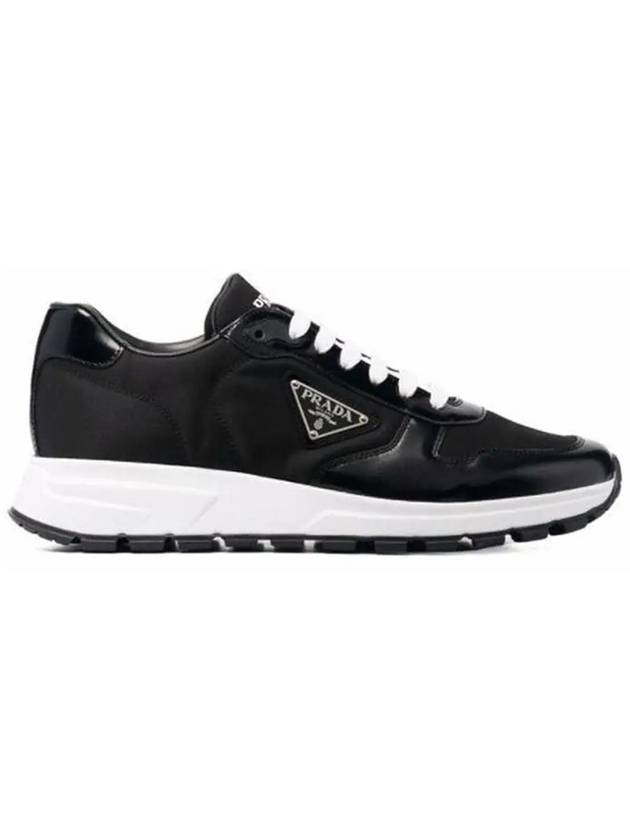 Prax 01 Re-Nylon Brushed Leather Low-Top Sneakers Black - PRADA - BALAAN 2