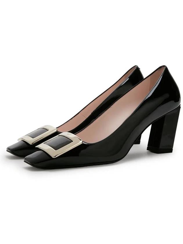 Metal Buckle Patent Leather Pumps Heel Black - ROGER VIVIER - BALAAN 2