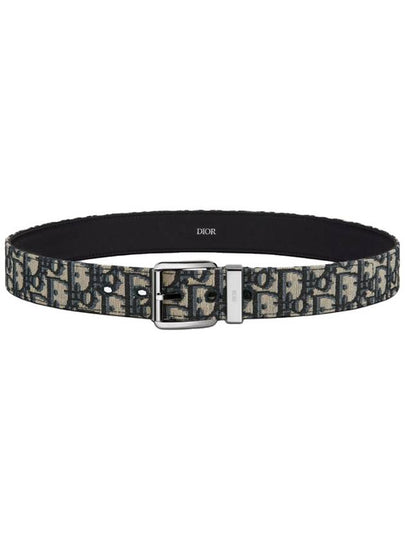 Logo Jacquard Leather Belt Black Beige - DIOR - BALAAN 2