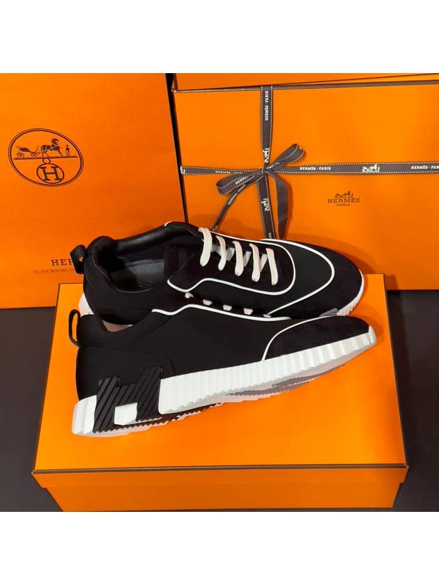 Men's Bouncing Sneakers Neoprene Black H Gray Twotone - HERMES - BALAAN 5