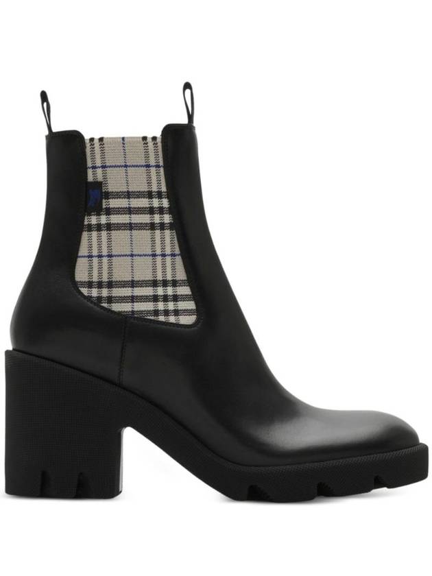 Stride Block Heel Leather Chelsea Boots Black - BURBERRY - BALAAN 1