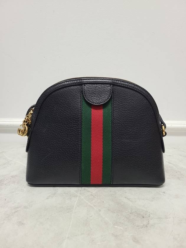 Black Leather Ophidia GG Three Stripes Web Small Shoulder Bag - GUCCI - BALAAN 5