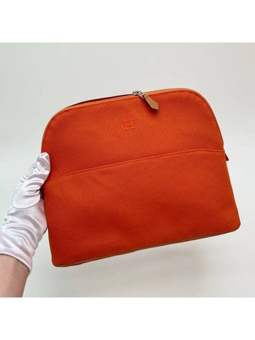 Bolid Pouch 31 Kit Orange Canvas Travel Bag H103775M - HERMES - BALAAN 1