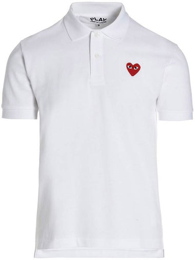 Heart Wappen Short Sleeve Polo Shirt White - COMME DES GARCONS PLAY - BALAAN 1