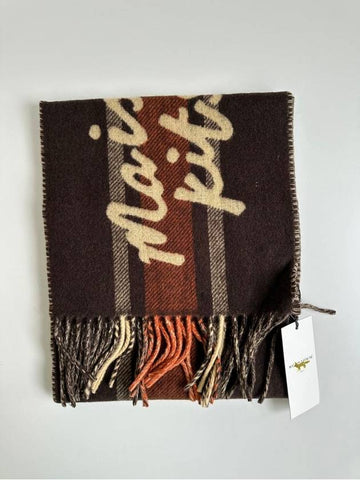 Maison Kitsune Virgin Wool Scarf Brown ONE SIZE - MAISON KITSUNE - BALAAN 1