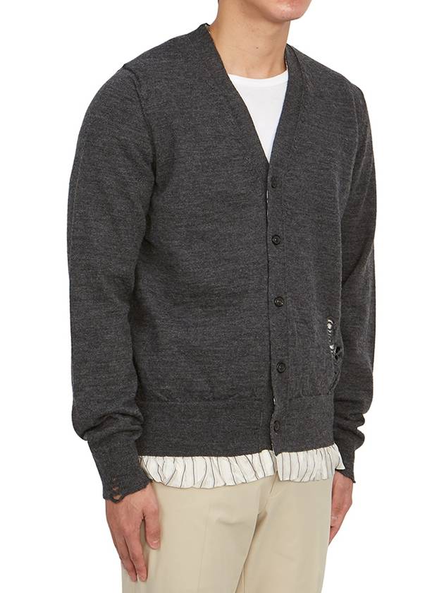 Men's Distressed Cardigan Dark Grey - MAISON MARGIELA - BALAAN 4