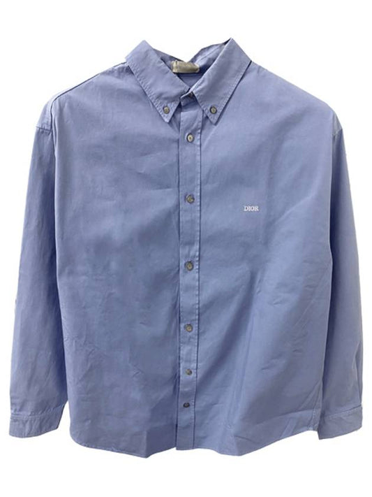 Cotton Twill Long Sleeve Shirt Blue - DIOR - BALAAN 2