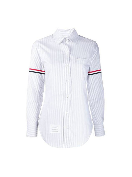 Women's Armband University Striped Oxford Shirt Medium Grey - THOM BROWNE - BALAAN 1