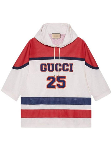 GG Perforated Hoodie White Red - GUCCI - BALAAN 1