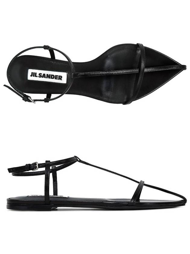 Strappy Leather Sandals Black - JIL SANDER - BALAAN 2