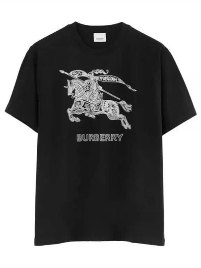 Embroidered EKD Cotton T-Shirt Black - BURBERRY - BALAAN 2