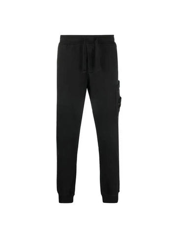 Wappen Patch Cotton Fleece Track Pants Black - STONE ISLAND - BALAAN.