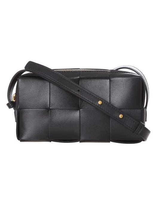 Mini Leather Cassette Crossbody Bag Black - BOTTEGA VENETA - BALAAN 1