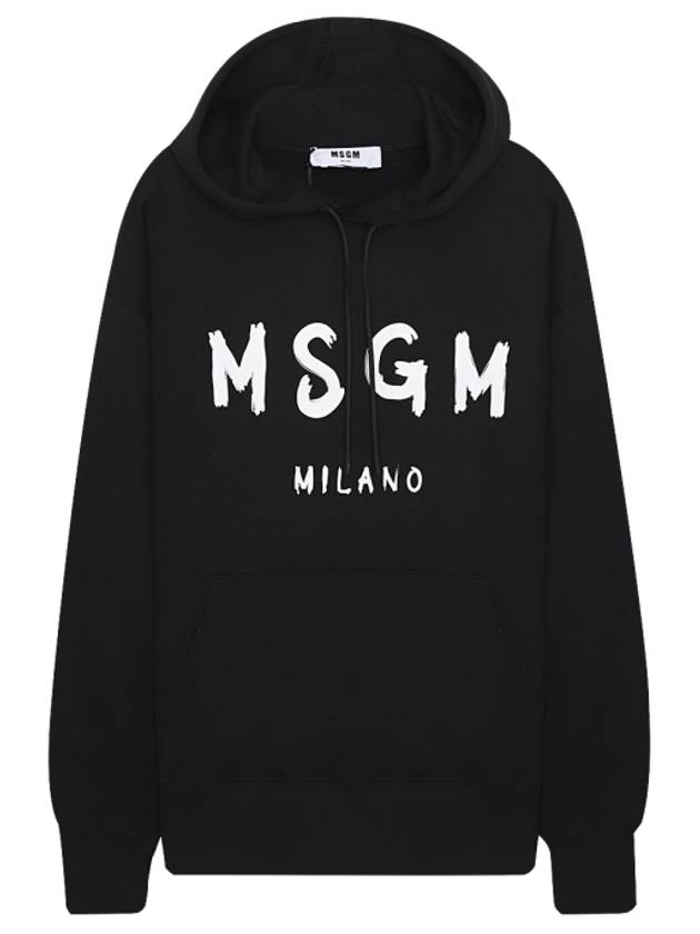 Milano Brushed Logo Cotton Hoodie Black - MSGM - BALAAN 2